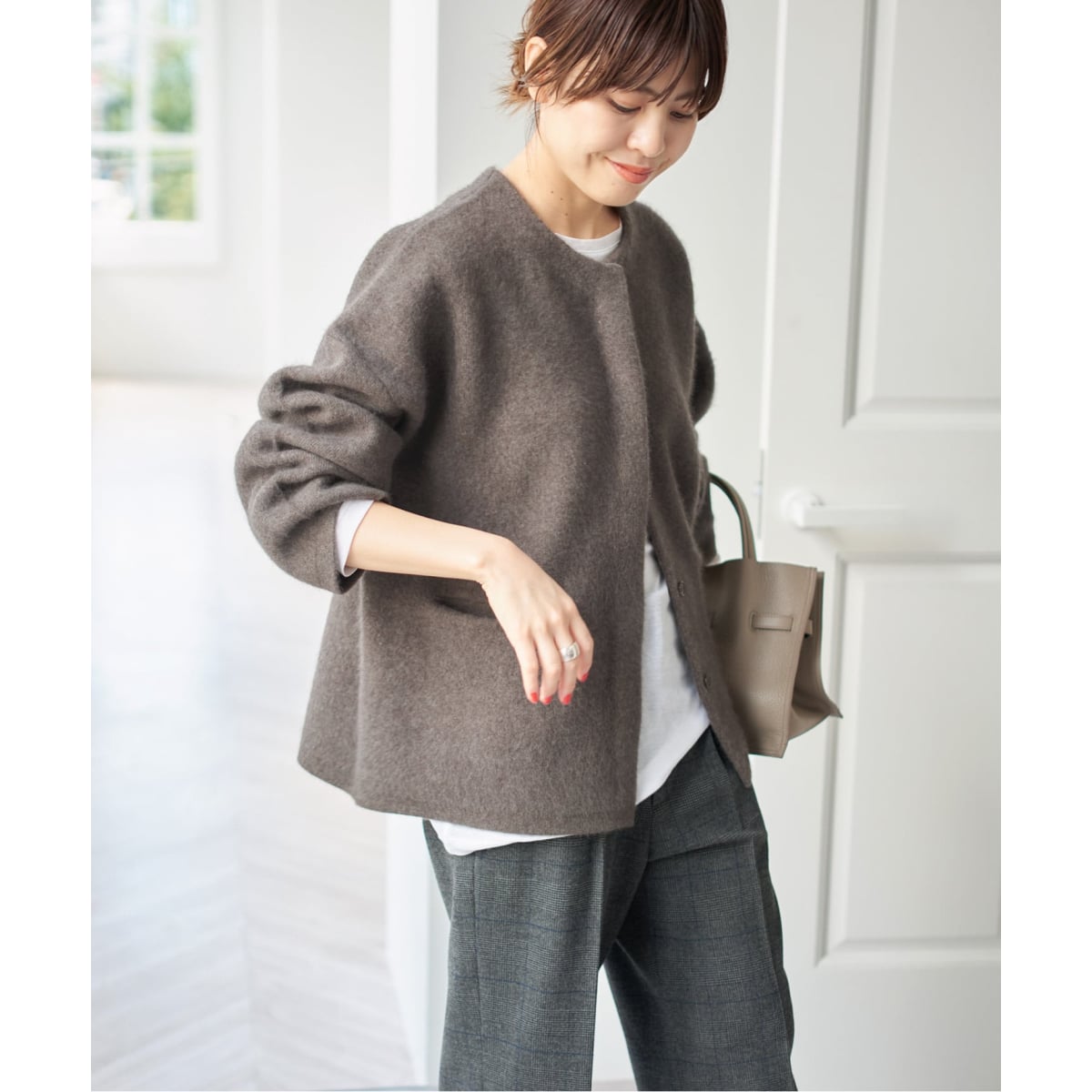 【タグ付き新品】スピック＆スパン　ツイードフリンジニットジャケット ツィードフリンジニットジャケット | スピック＆スパン(Spick