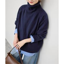 スピック＆スパン(Spick and Span)の《WEB限定カラー有り》ウールカシミヤ ラグランタートルニット