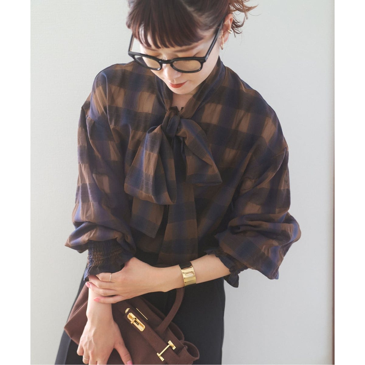 ★新品・タグ付き★Spick and Spanオンブレボウタイプブラウス Spick & Span｜《WEB限定追加》オンブレボウタイブラウス