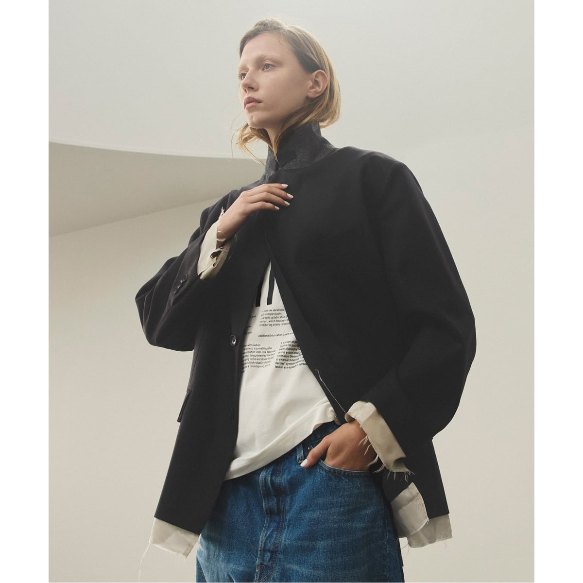 【Spick and Span】未使用タグ付ウールミックスリバージャケット 38 Spick and Span】未使用タグ付ウールミックスリバージャケット