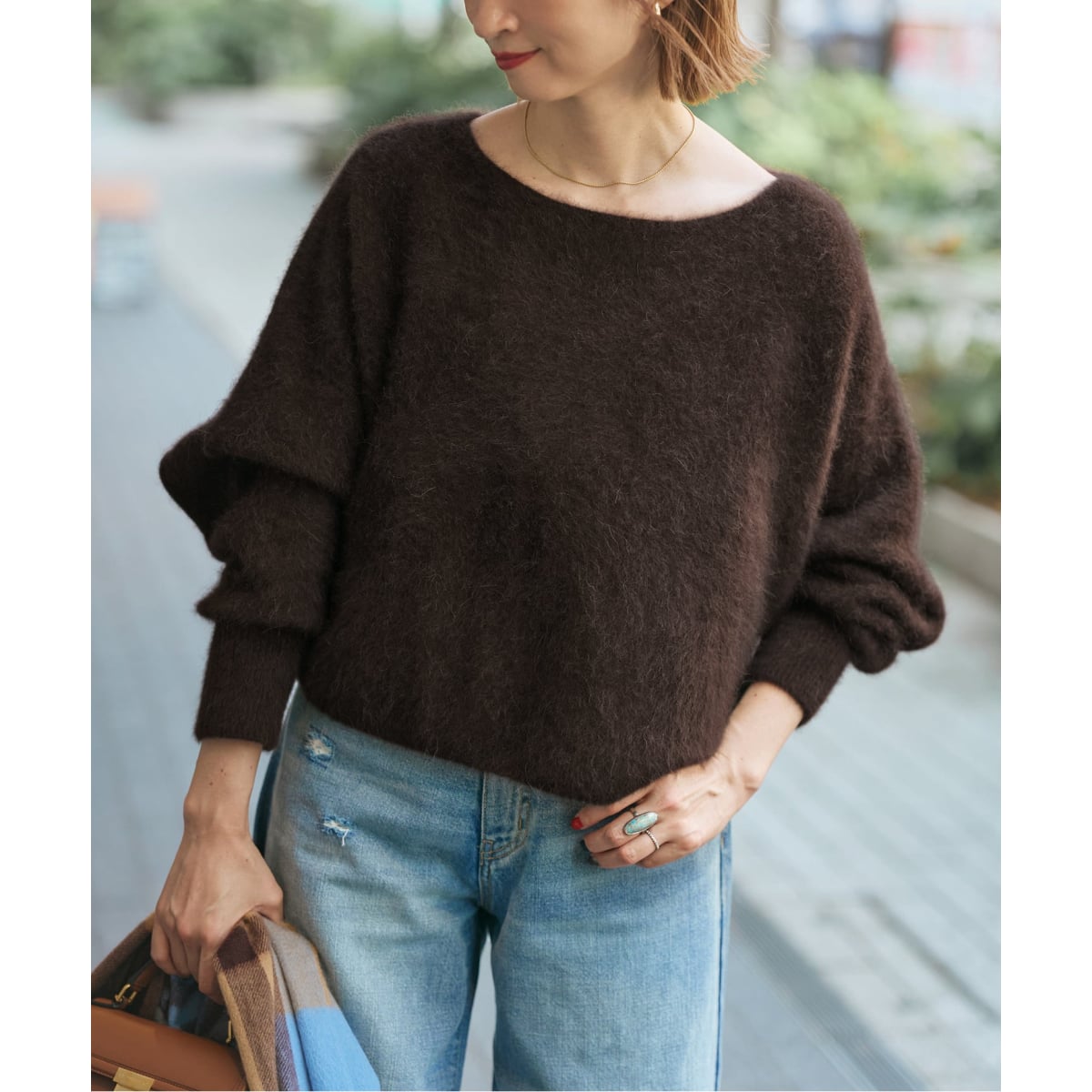 NOBLE×L’AUBE BLANC　オフショルダーニット Noble（ノーブル）の「【NOBLE×L'AUBE BLANC】FOX/カシミヤオフ