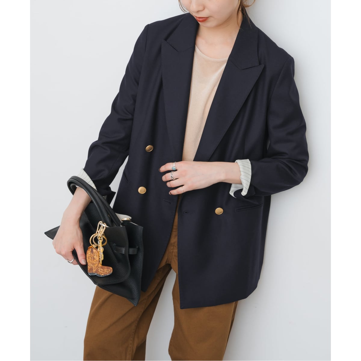 黒 ダブルブレストジャケット ウール 追加》ウールブレンドダブルブレストジャケット | スピック＆スパン