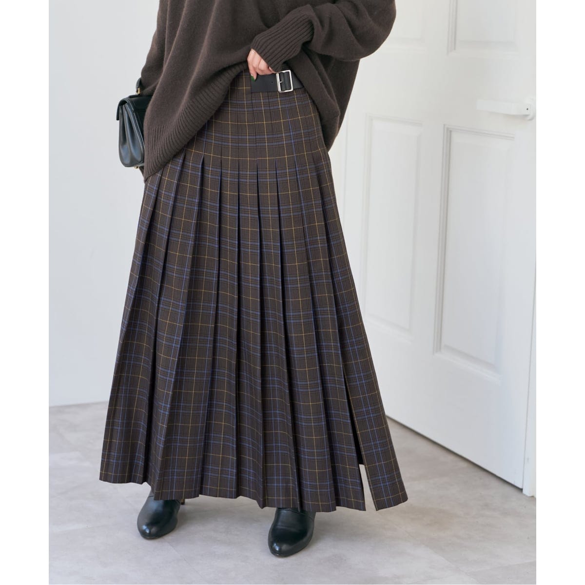 IENA シアーブラックウォッチスカート シアーブラックウォッチスカート（ロング・マキシ丈スカート