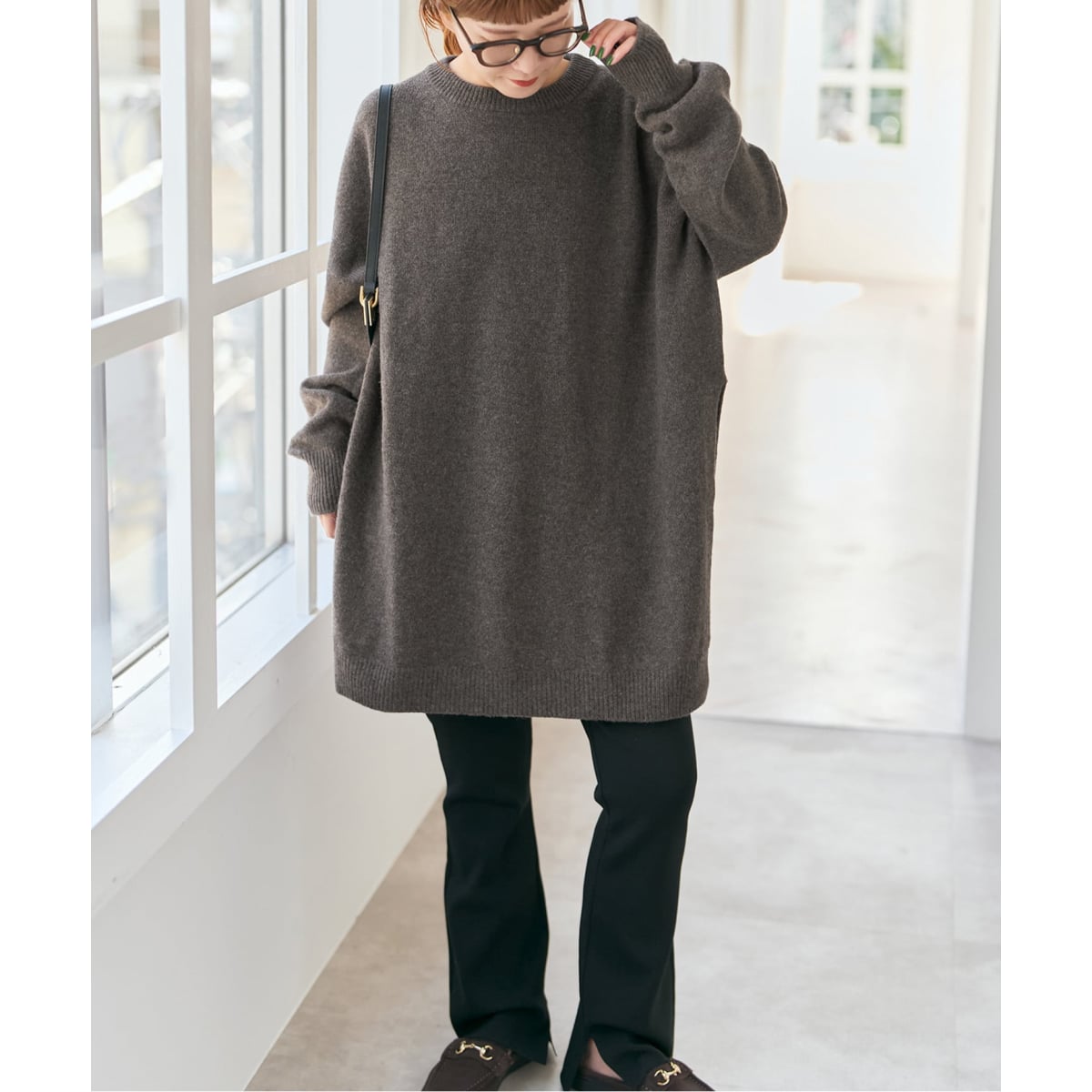 spick and span クルーネックワイドチュニックプルオーバー 2WAYロング