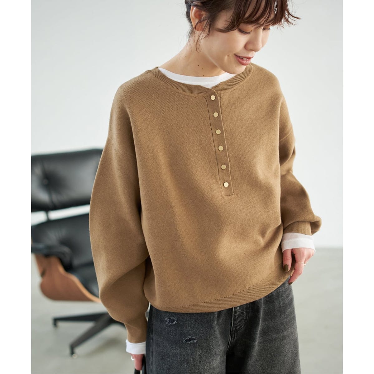 ビッグボタン ポロシアーニット | スピック＆スパン(Spick and Span