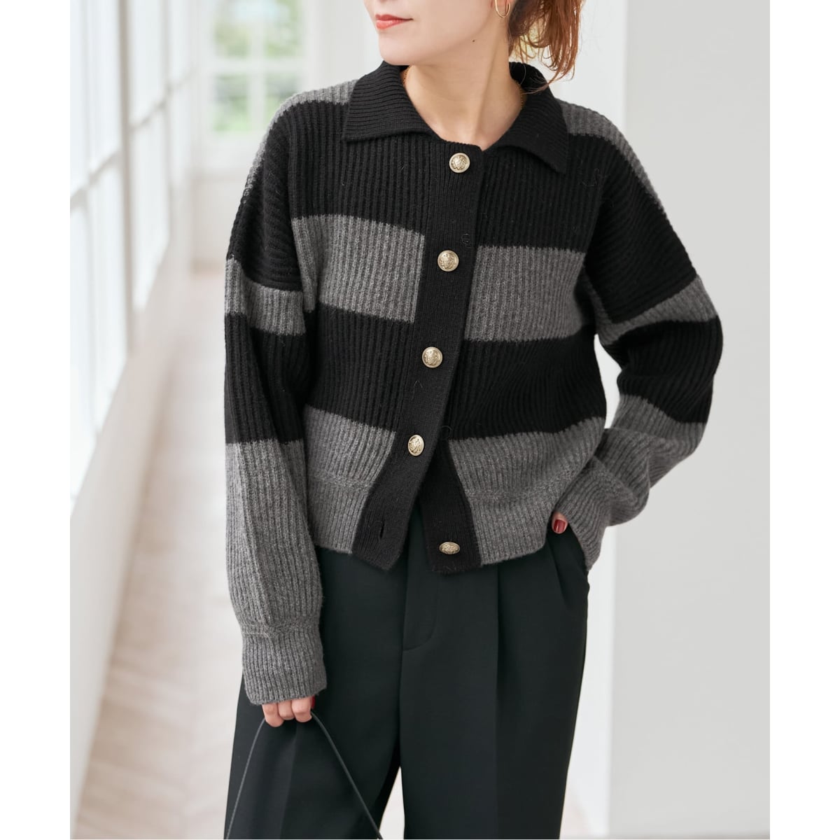 ラガーボーダーニットカーディガン | スピック＆スパン(Spick and Span