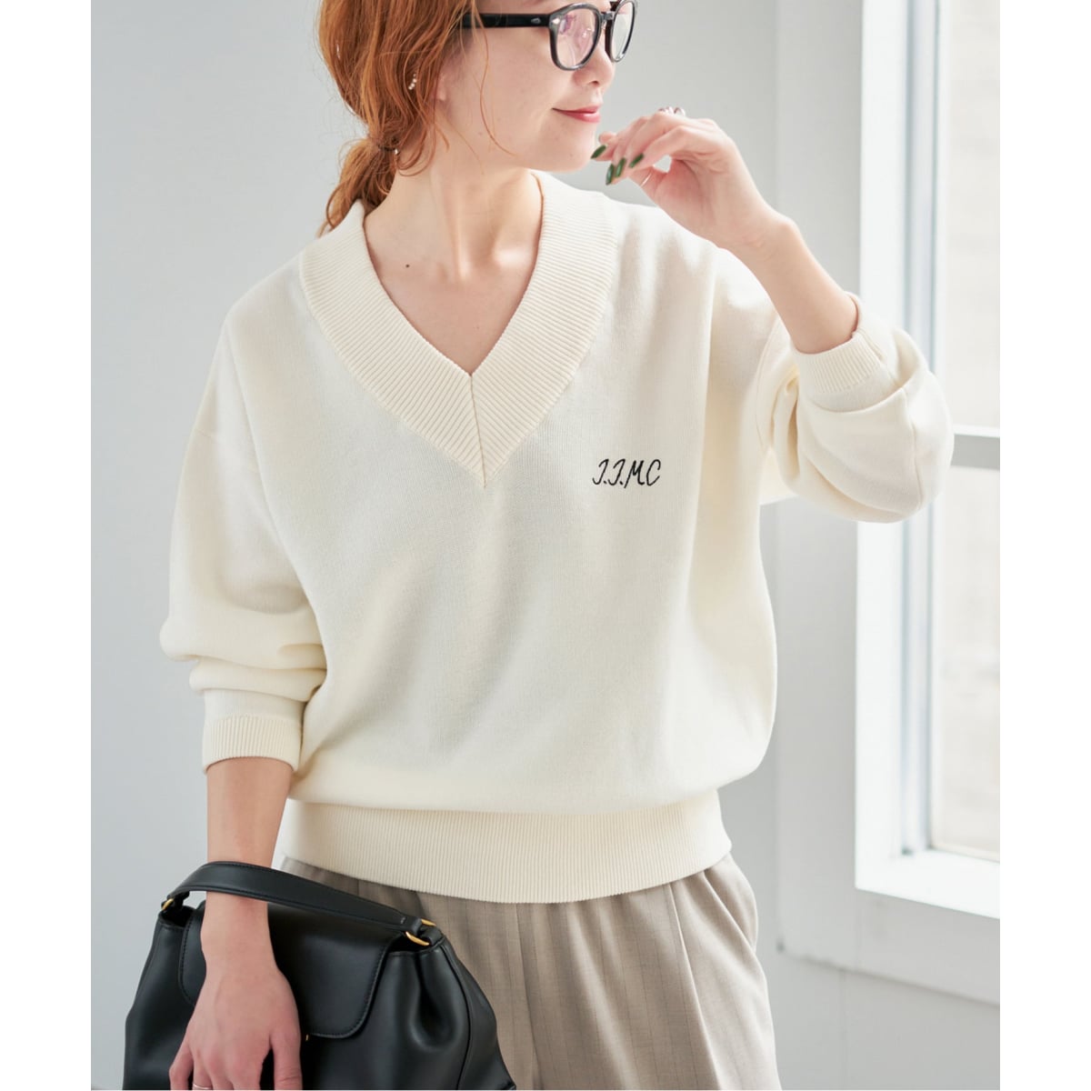 venit/ヴェニット スパンコールオープンカラーニット | ノーブル(Noble