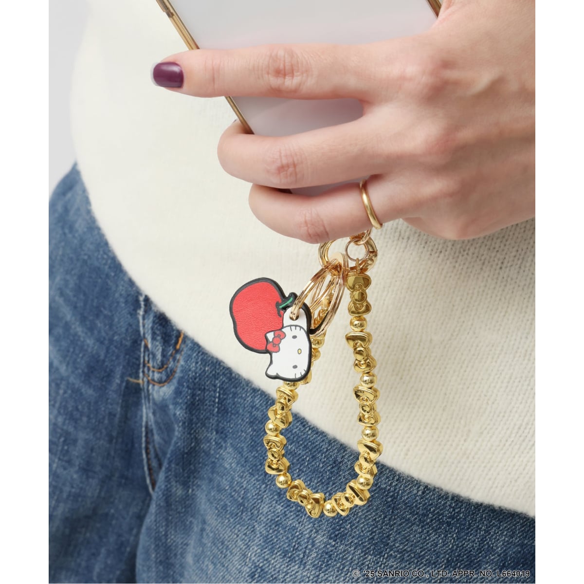 予約》HELLO KITTY×S&S×HASHIBAMI リボンビーズハンドストラップ