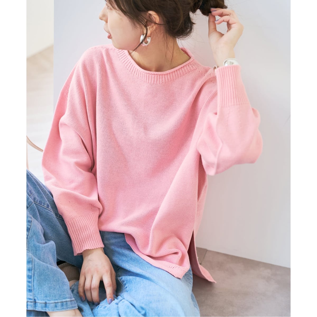 バルキーヤーンルーズボートネックニット | スピック＆スパン(Spick