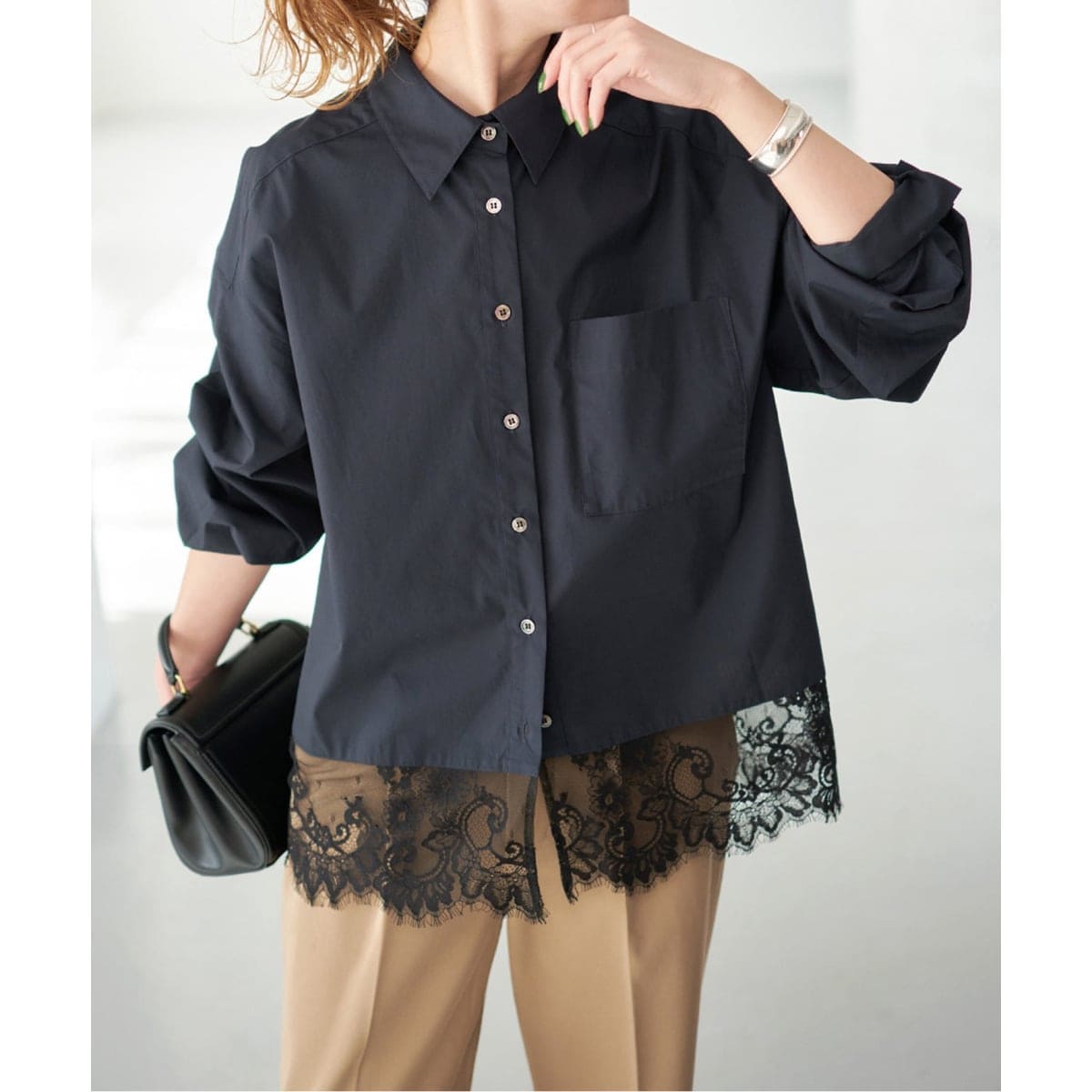 ソフトブロードフレンチヘムギャザーシャツ | スピック＆スパン(Spick