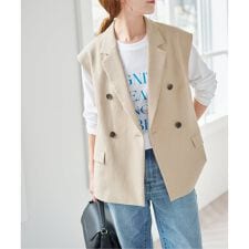 《手洗い可》エアリーブレンドダブルブレストジレ