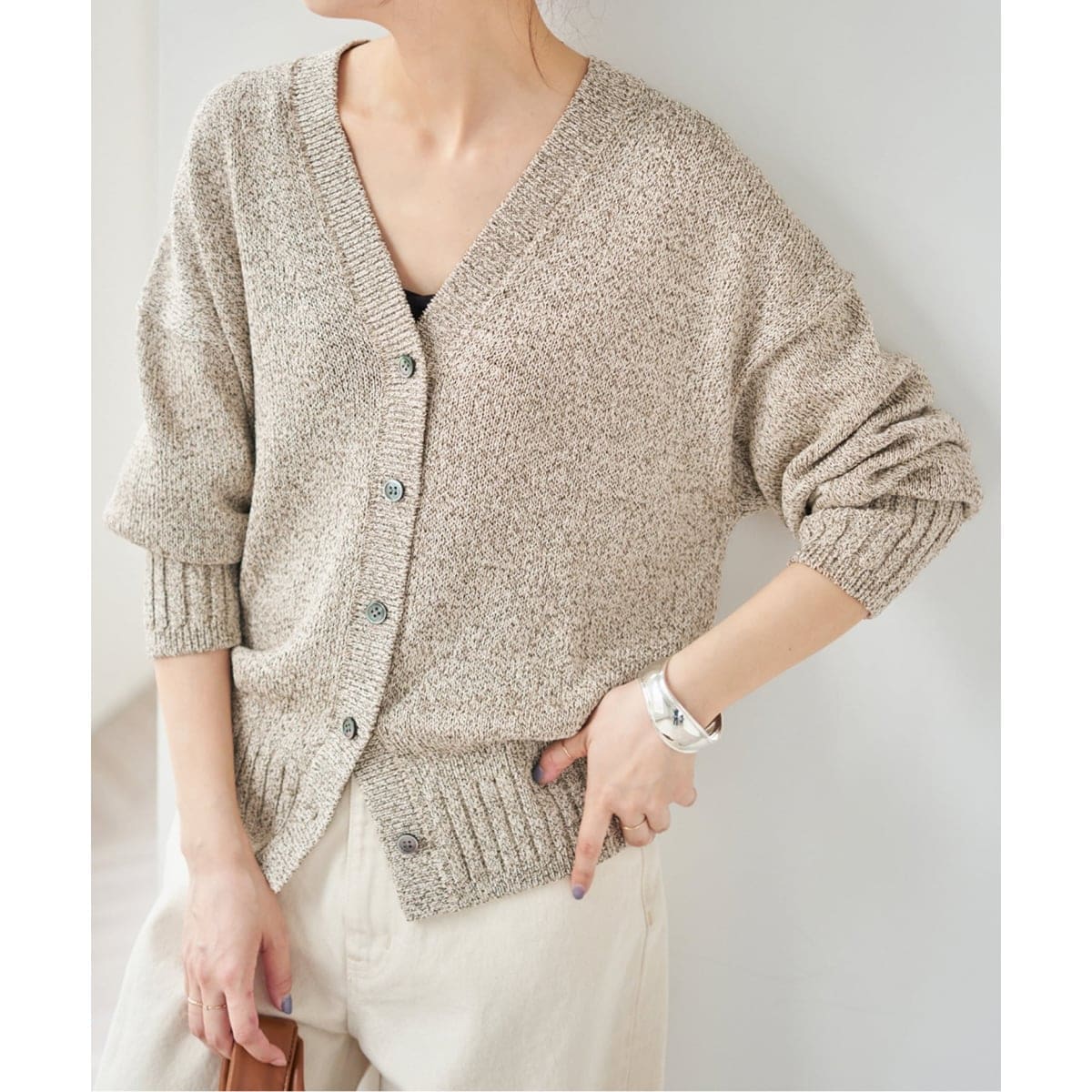 レーヨンペーパーヤーンVネックカーディガン | スピック＆スパン(Spick