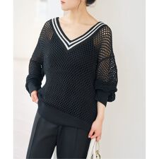 Vネックチルデンニット