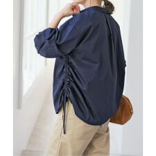 サイドドロストスタンドカラーブラウス