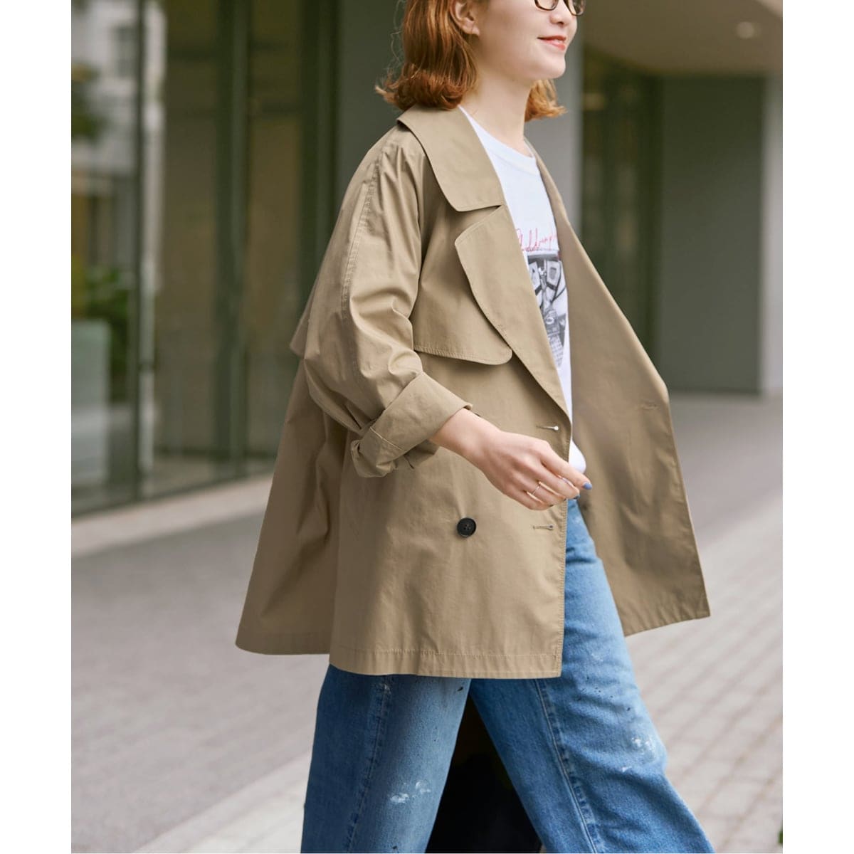 【美品】spick&Span 　ショート丈トレンチコート　36サイズ Spick＆Span（スピック アンド スパン） トレンチコート コート ソフト
