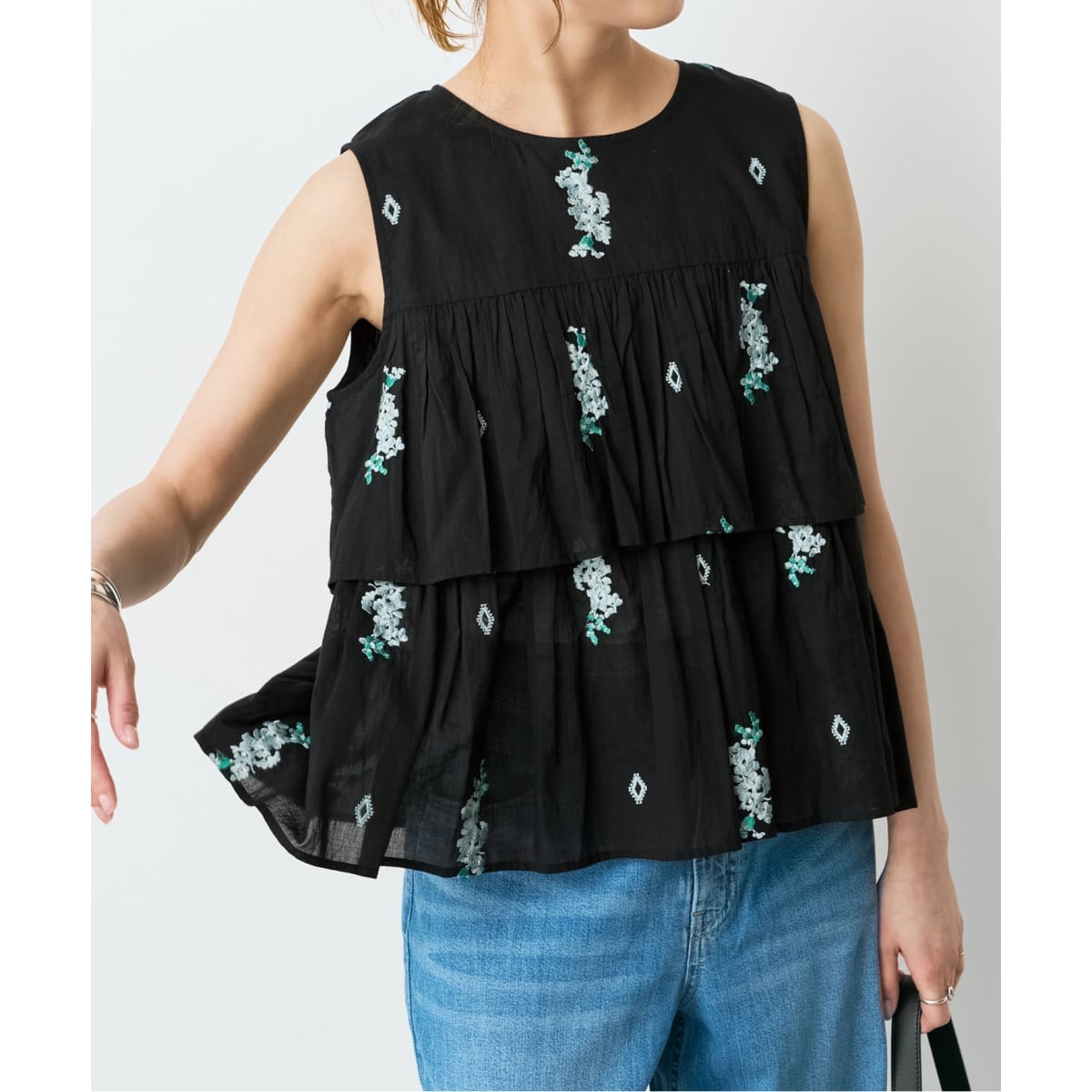 [�}���C]ne Quittez pas / �k�L�e�p Cotton Voile Jasmine Embroi/�X�s�b�N���X�p���iSpick and Span�j �u���b�N A