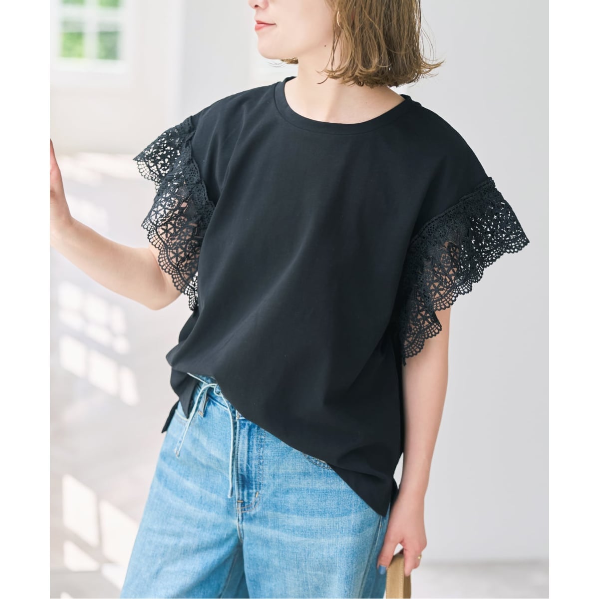 Spick & Span ケミカルレーススリーブプルオーバー　新品タグ付ブラウン 追加》ケミカルレーススリーブプルオーバー | スピック＆スパン(Spick
