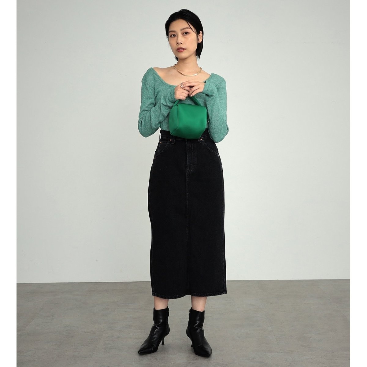 [�}���C]�y�V�F�zSTANDARD WARDROBE SKIRT/���[�iLee�j �u���b�N�f�j��