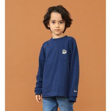 【親子リンク】【110-150cm】キッズ ブルドッグワッペン 長袖ポケットTシャツ