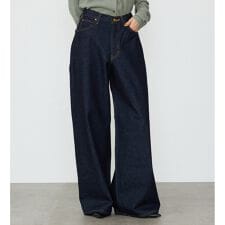 ワイドデニムパンツ 上質コットン100％