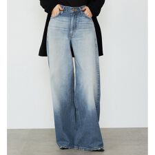 ワイドデニムパンツ 上質コットン100％