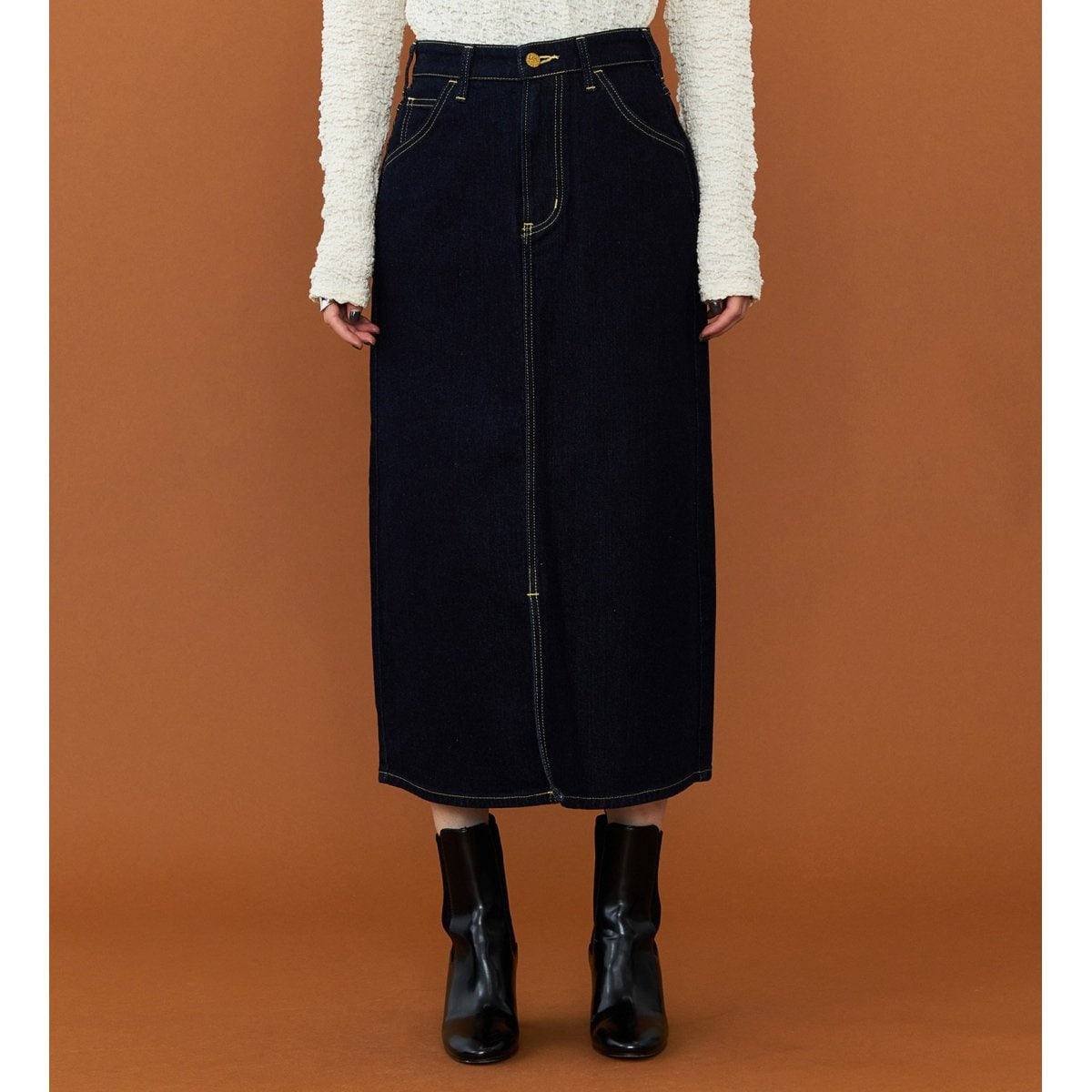 豊富なサイズ展開】Lee BABE ストレッチ/ミドル丈デニムスカート XS-XL