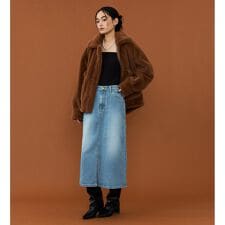 リニューアル Lee BABE ストレッチ/ミドル丈デニムスカート 【豊富なサイズ展開XS-XL】