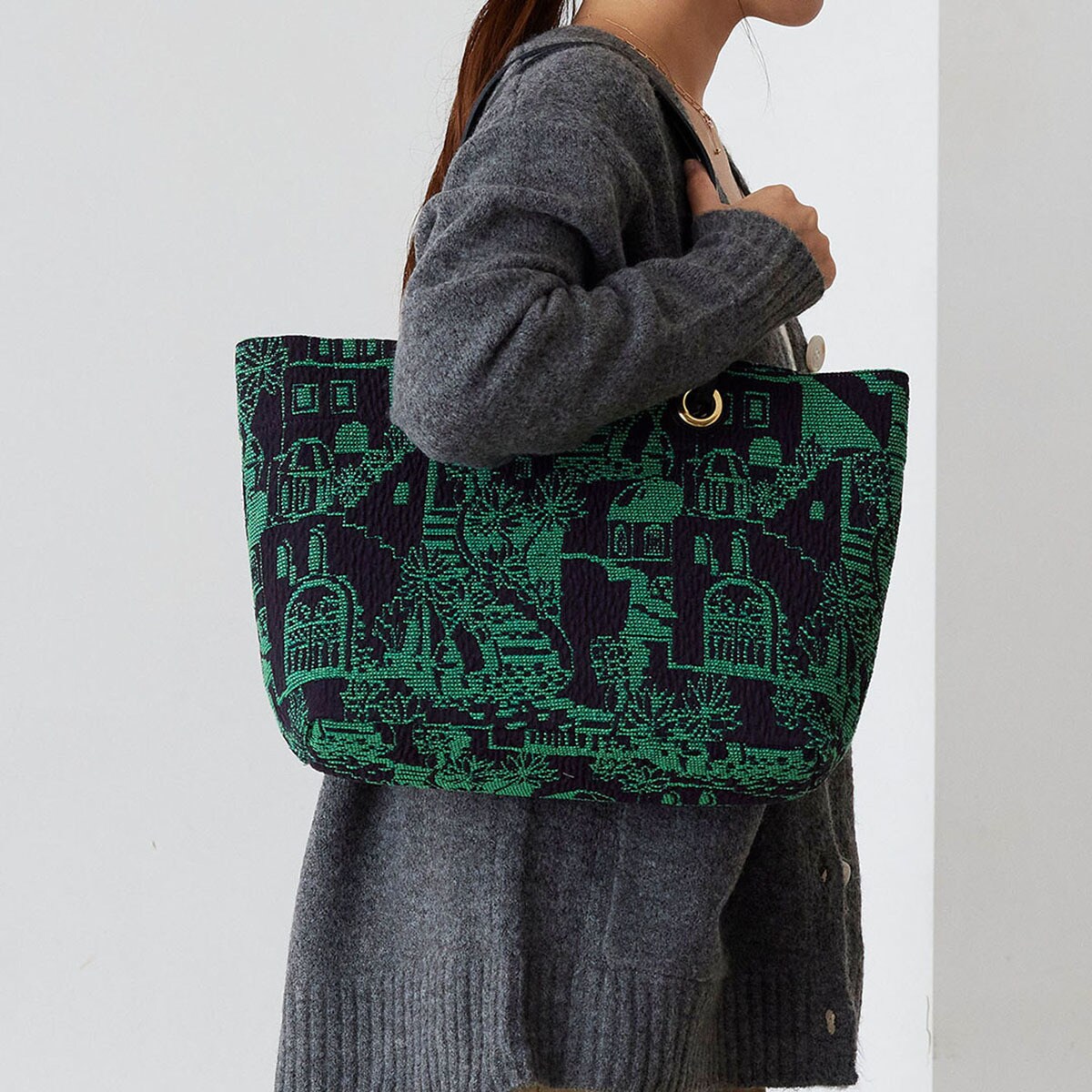 トートバッグ等　チャッピー TREASURE TOPKAPI】ジャガード生地 総柄 A4 トートバッグ | トプカピ