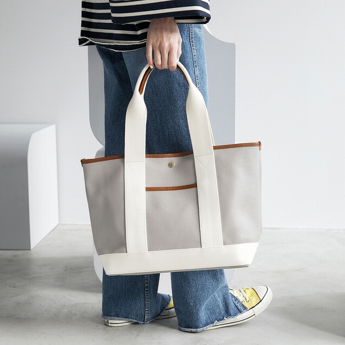 Breath TOPKAPI】スコッチグレイン ロングハンドル トートバッグ L