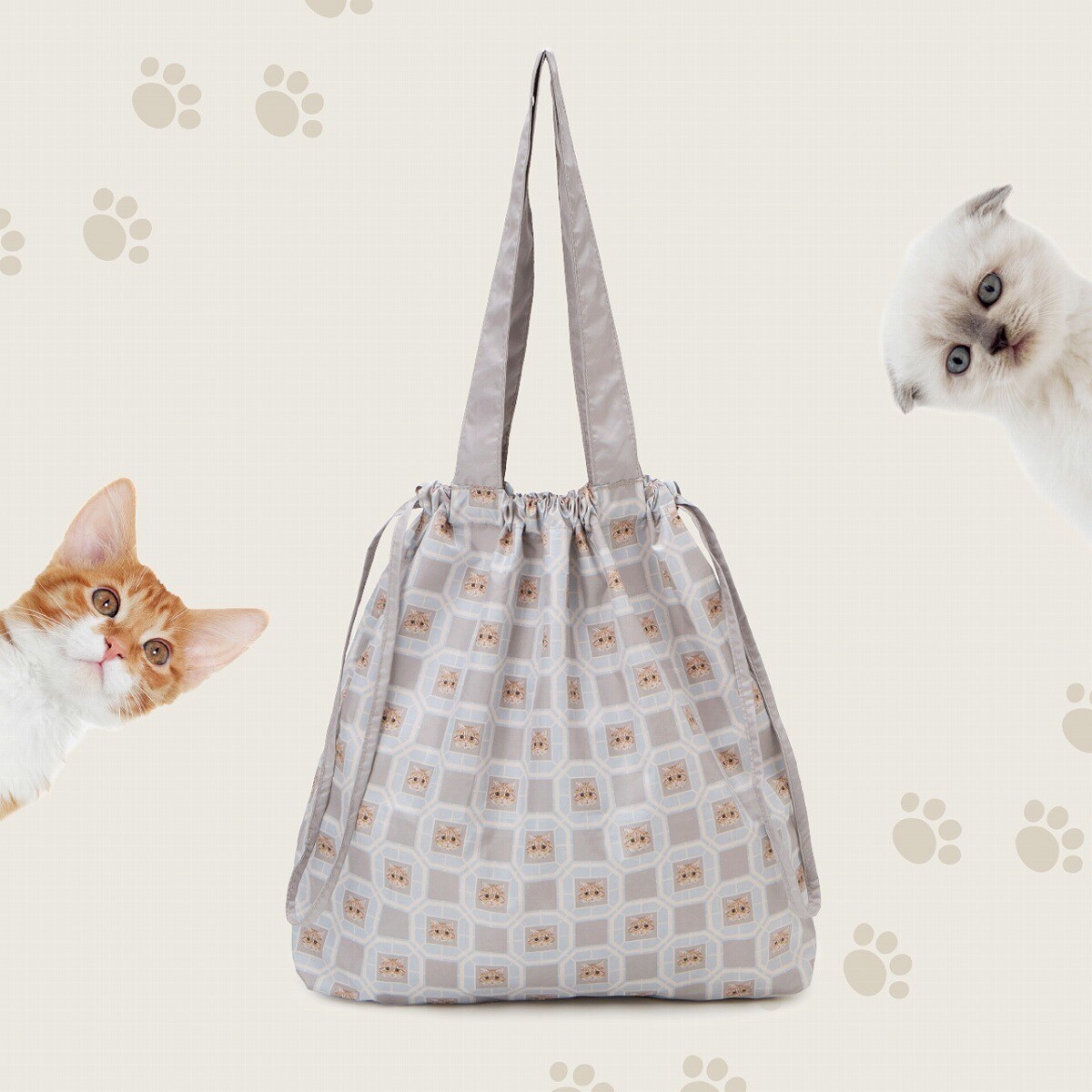 TREASURE TOPKAPI】ポケッタブル 猫 プリント エコバッグ | トプカピ