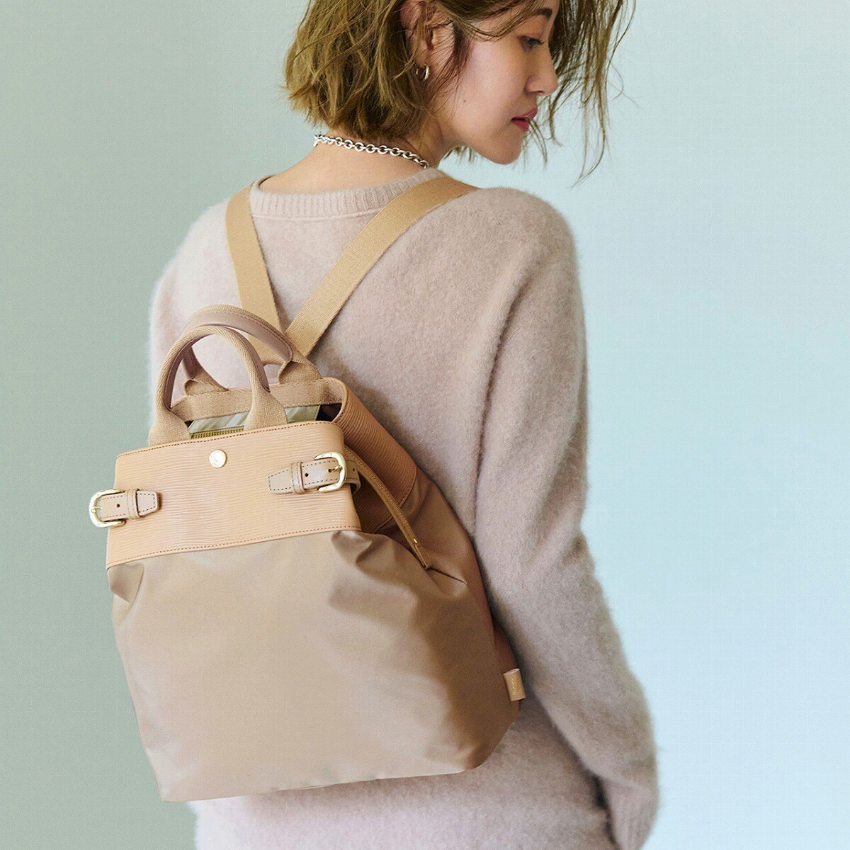 リプル ナイロン コンビ ベルト デザイン 3way リュック / バッグ