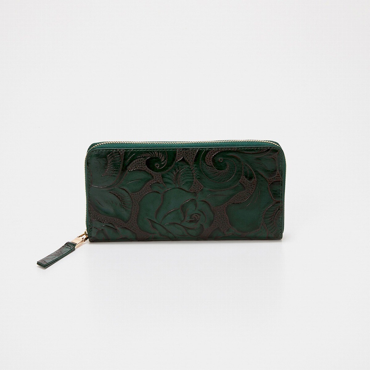 ウォッシュド レザー メタリック ラウンドファスナー 二つ折り財布