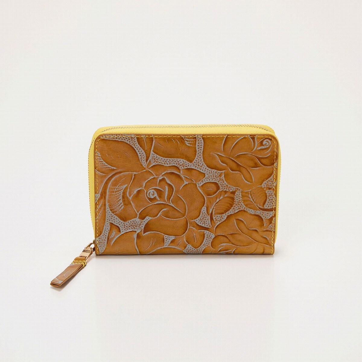 ウォッシュド レザー メタリック ラウンドファスナー 二つ折り財布