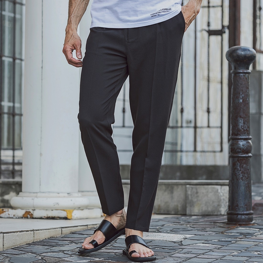 コットンリネンで作った昔もんぺ ぶどつ ゆったり リラックスパンツ