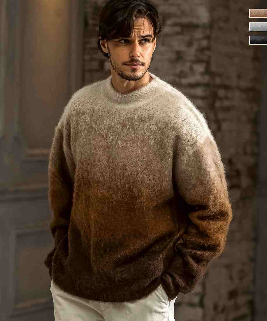 エイケイエム コンテンポラリー（AKMContemporary）/AKM Contemporary グラデーションモヘアクルーネックニット【WEB/直営店限定】 AKM Contemporary グラデーションモヘアクルーネックニット【WEB/直営