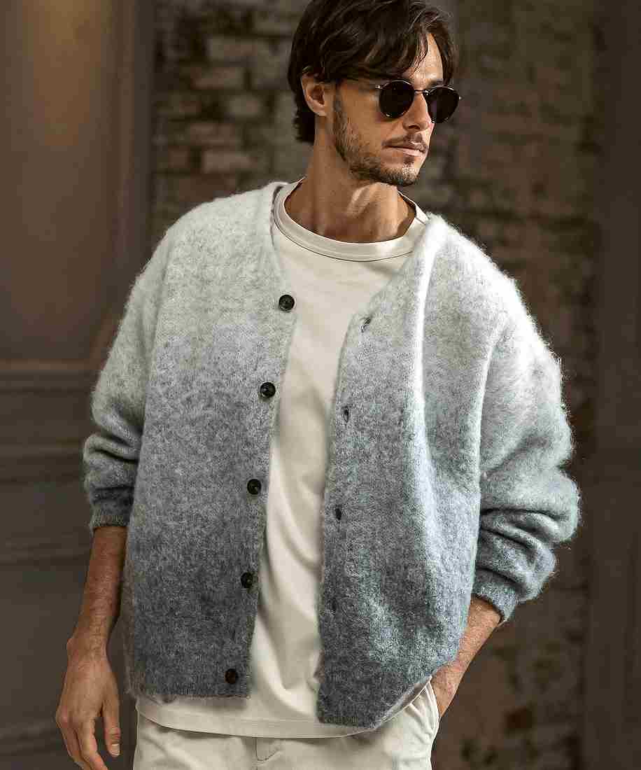 AKM コンテンポラリー　アンゴラ　メンズ　ニット カーディガン AKM ニットカーディガン