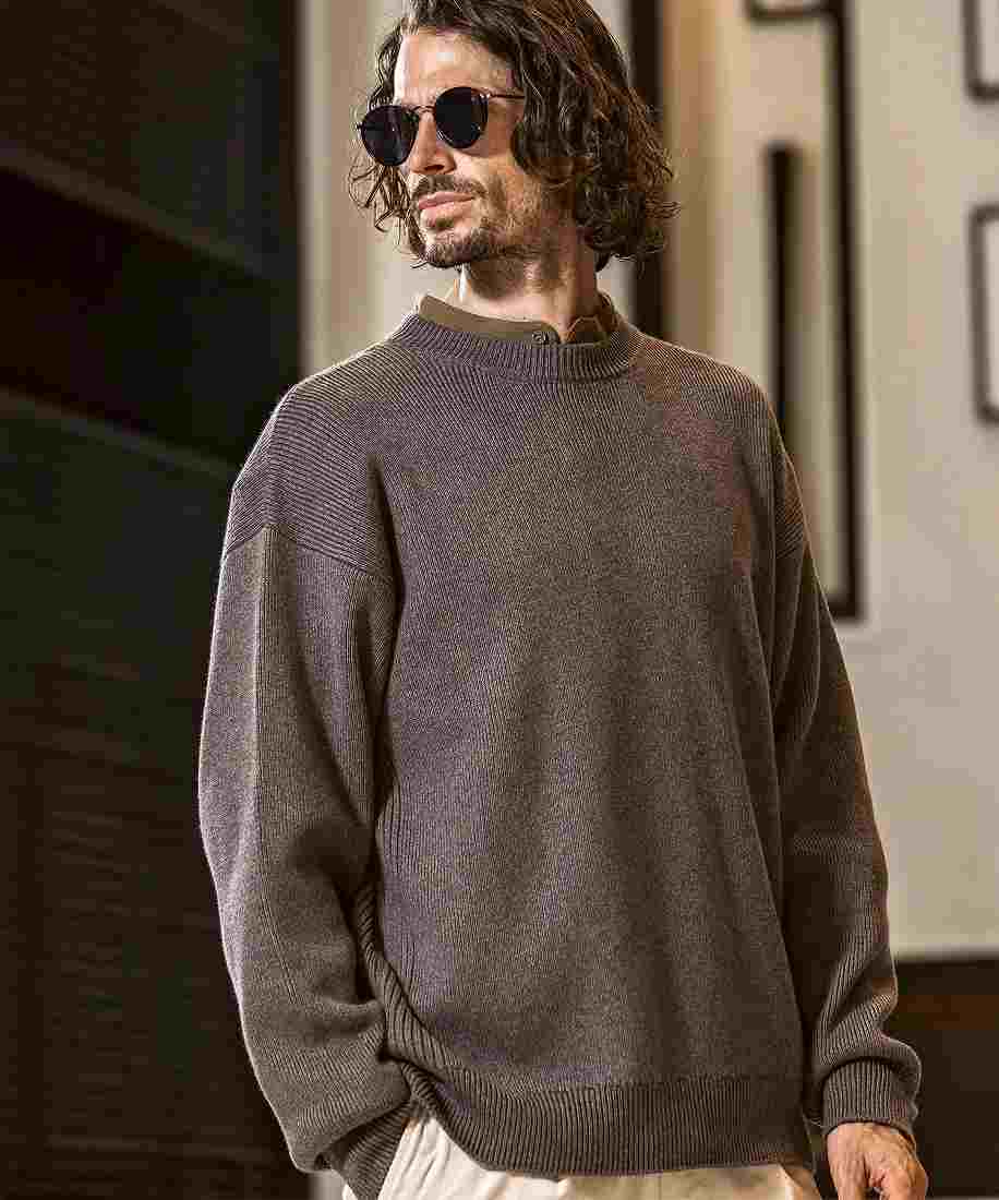 AKM Contemporary コットンカシミヤミラノリブクルーネックニット【WEB