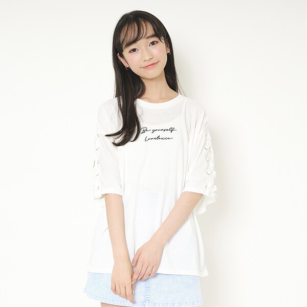 ラブトキシック　ALGY　新品　袖レースアップTシャツとサス付きチェックスカート ラブトキシック(Lovetoxic)WEB・一部店舗限定袖レース