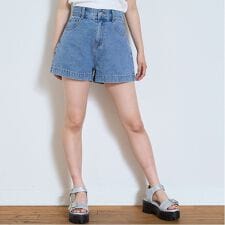 【GOODPRICE】【綿100％】プレートロゴデニムショートパンツ