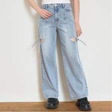 リボンスリットライトデニム