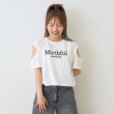 【接触冷感/ひんやり】肩あきTシャツ