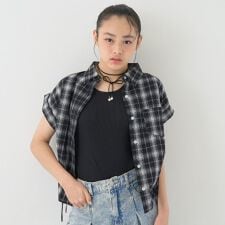 ラブトキシック(Lovetoxic)の【綿100％】チェックノースリーブドロストシャツ