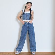 【綿100％】デニムパンツセットアップ