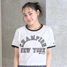 【Champion】【綿100％】リンガー半袖Tシャツ