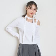 【DHOLIC】ボウタイつき長Tシャツ