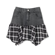 【LTXC】異素材ドッキングヘムミニスカート