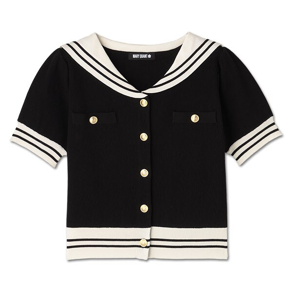 マリークワント　バイカラーセーラーカーディガン（ホワイト） マリークワント MARY QUANT バイカラーセーラー カーディガン