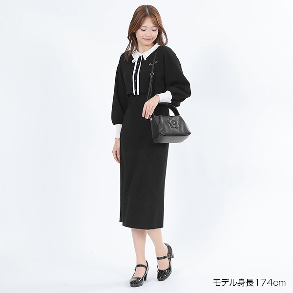 マリークワント　フリルリボンミニワンピース　ブラック フリルリボンミニワンピース | マリークワント(MARY QUANT