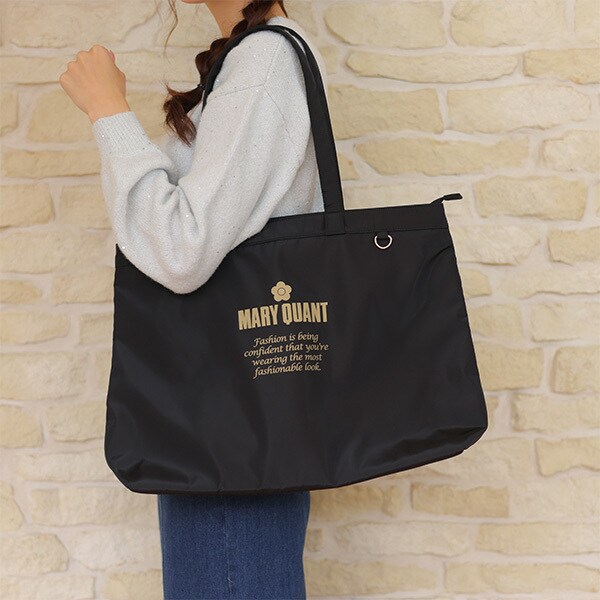 ゴールドロゴプリント舟型 トート | マリークワント(MARY QUANT