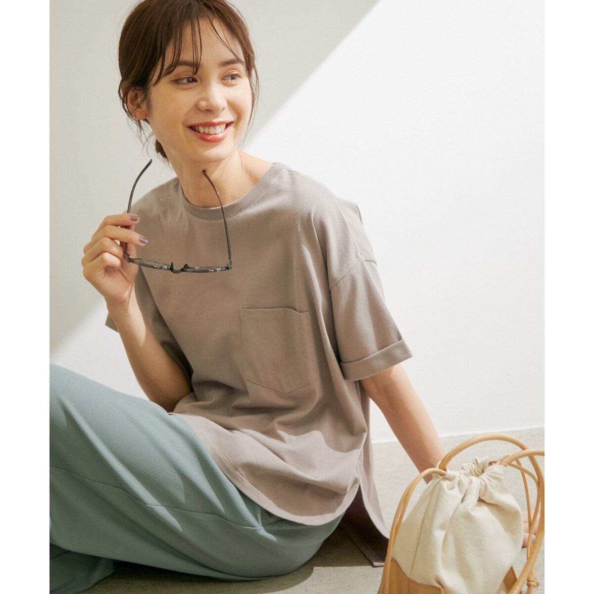 ROPE 3枚セット Tシャツ ベージュ 洗える】【3枚セット】パックTシャツ（巾着付き） | ロペ(ROPE